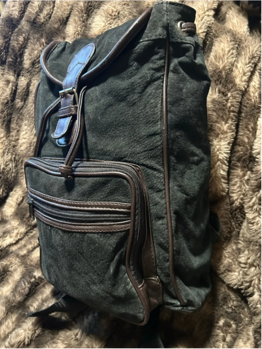Women's Unbranded Suede Backpack One Size Black and Brown